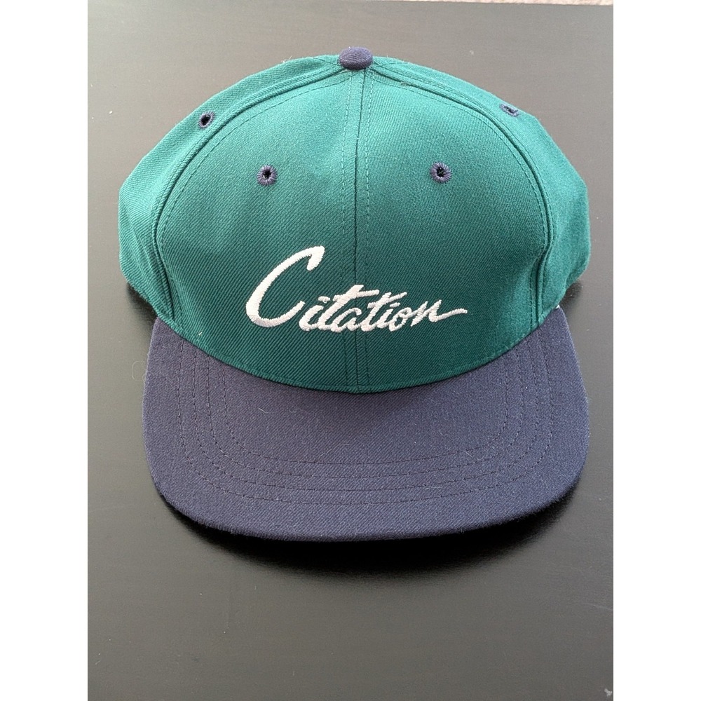Vintage Chevrolet Citation Script Logo Strapback Hat Blue Green OS Duckster Wool